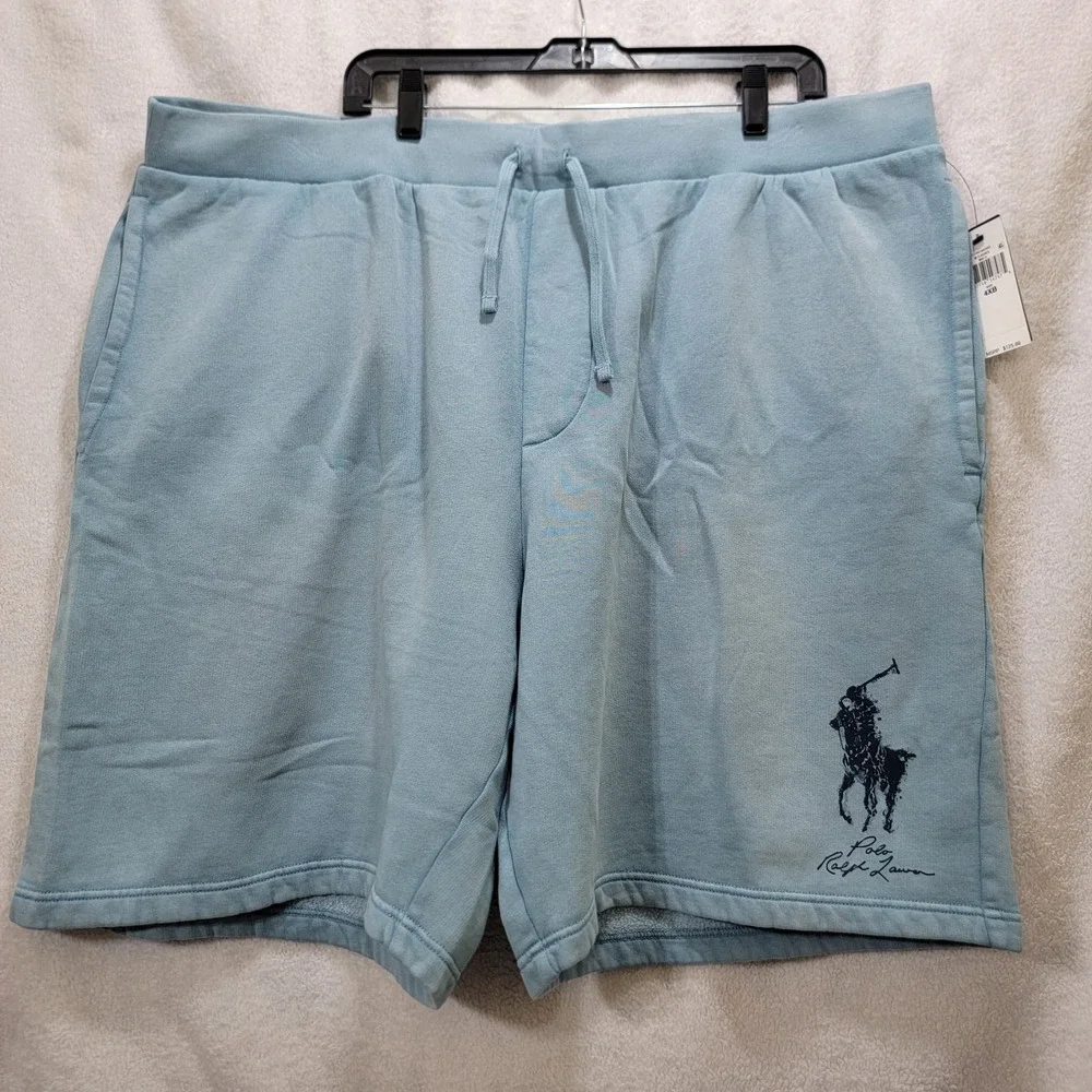 NWT Polo Ralph Lauren Men's Big &‎ Tall 4XB Big Pony Fleece Shorts Blue $125